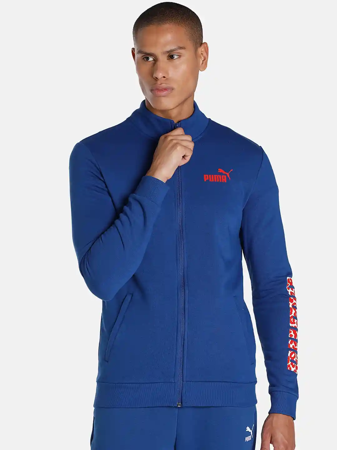 Buy Puma Men Blue Textured Logo Knitted Slim Fit Outdoor Sporty