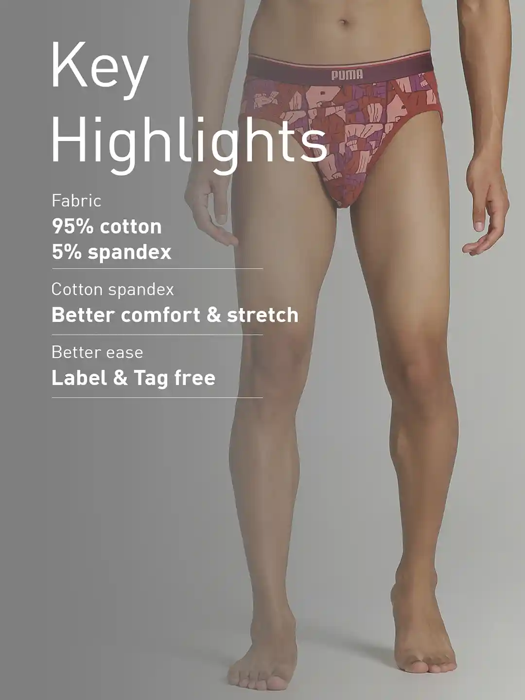 Buy Puma Men Pack Of Red Solid Stretch Aop Basic Cotton Briefs