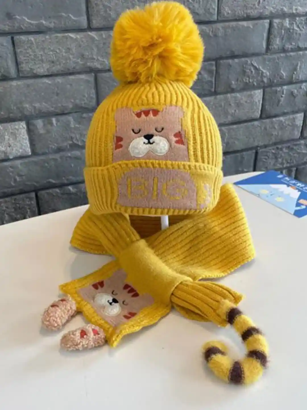 Buy Little Surprise Box LLP Kids Yellow Bear Woven Woolen Muffler
