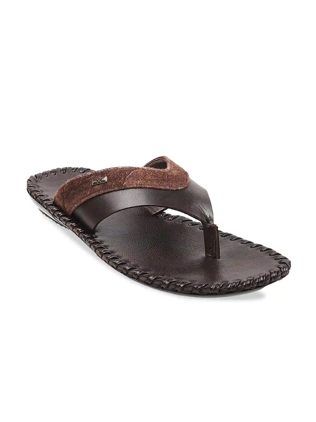 Mochi Men Brown Leather Comfort Sandals