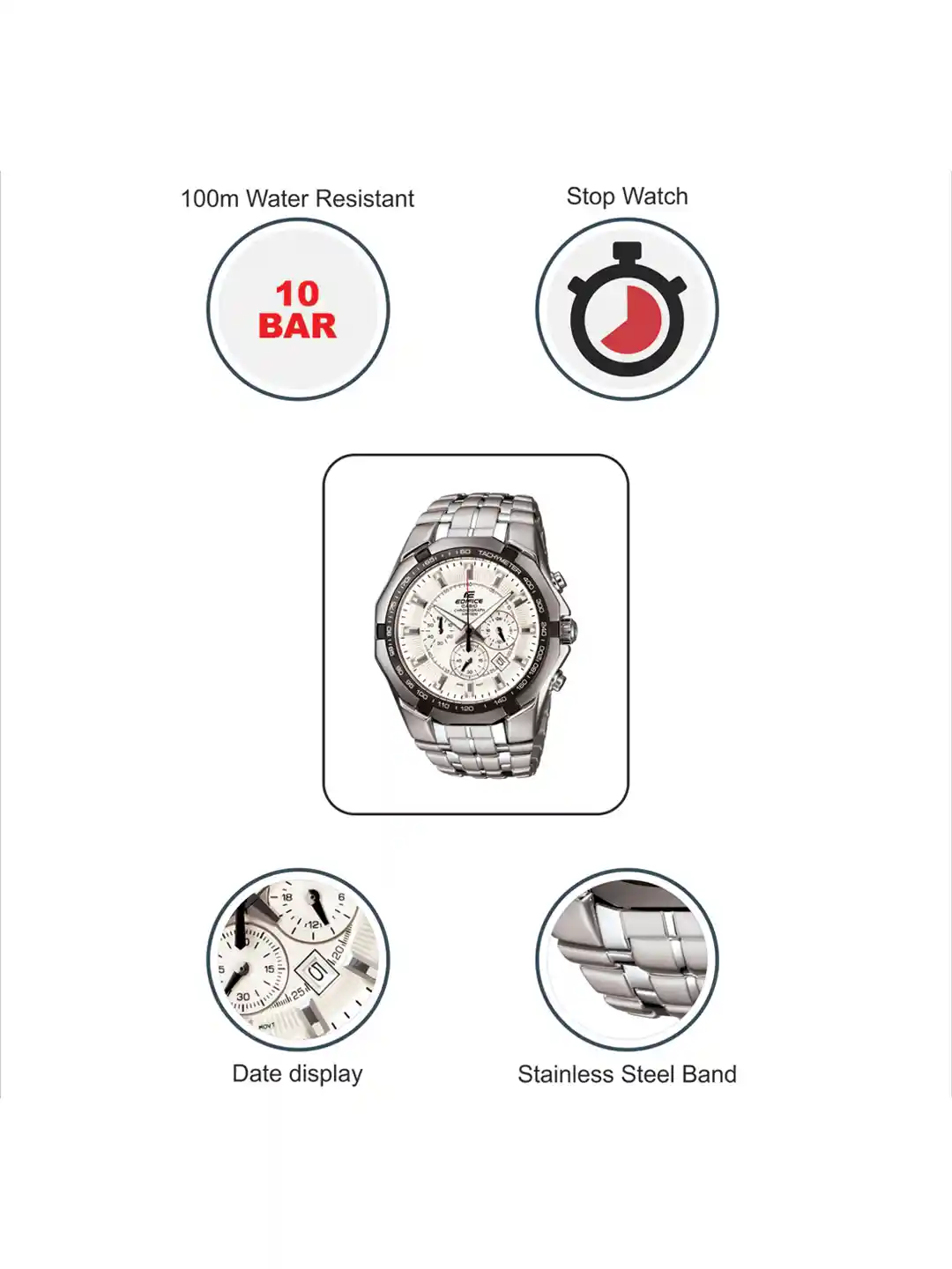 Buy CASIO Edifice Men White Dial Chronograph Watch EF-540D-7AVDF