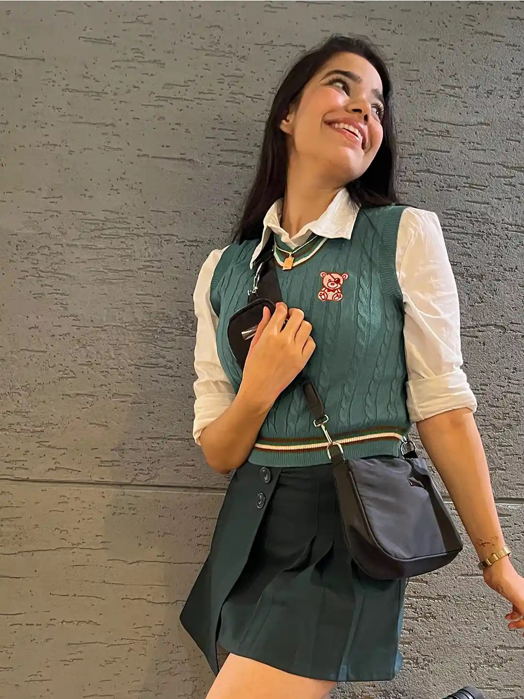 Tokyo Talkies Women Stunning Green Cable Knit Sweater