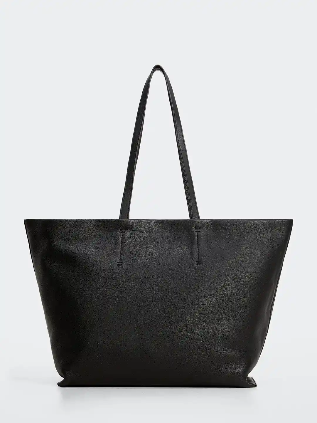 Buy MANGO Women Black Solid Leather Structured Shoulder Bag