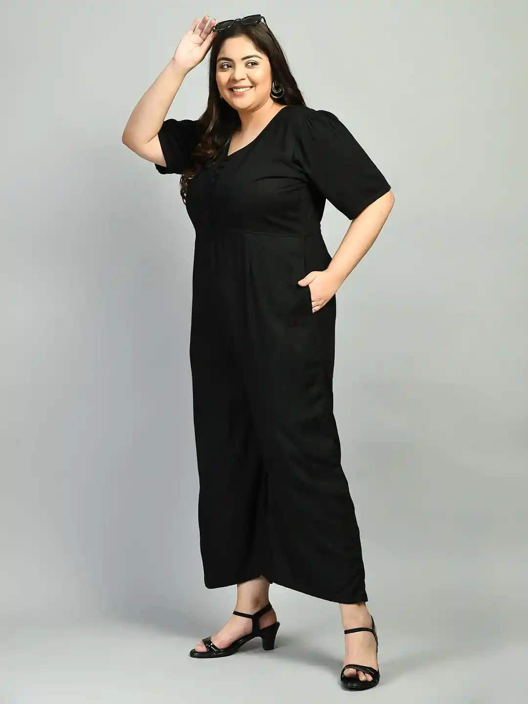 Buy PrettyPlus by Women Plus Size Black Basic Cotton