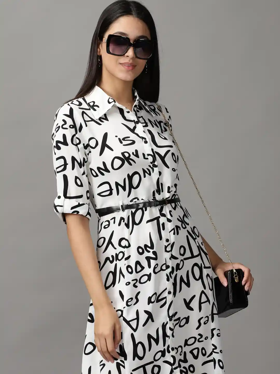 Womens Dresses Black And White Midi Shirt Dress Lipsy Black And