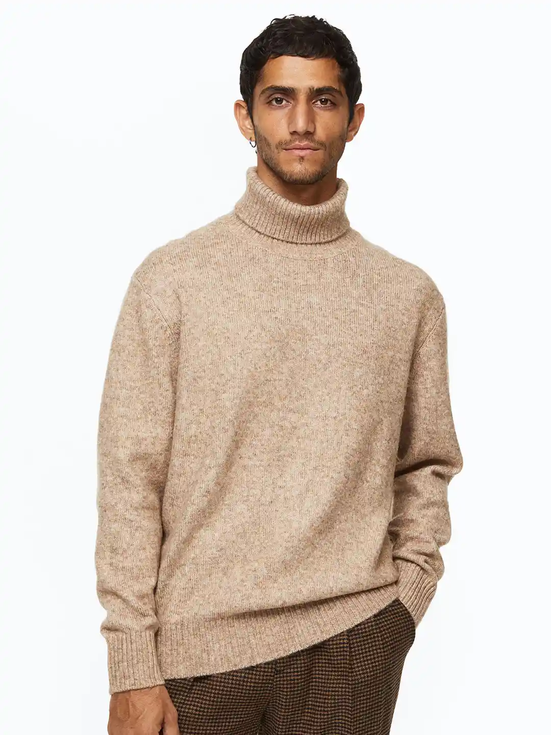 H&m Beige Knit Turtleneck Sweater H&M Men Beige Relaxed Fit