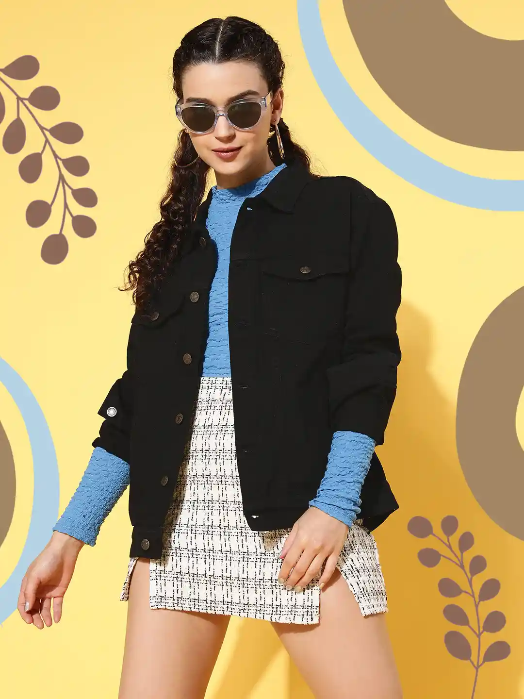 Buy SASSAFRAS Women Black Oversized Denim Jacket Jackets for