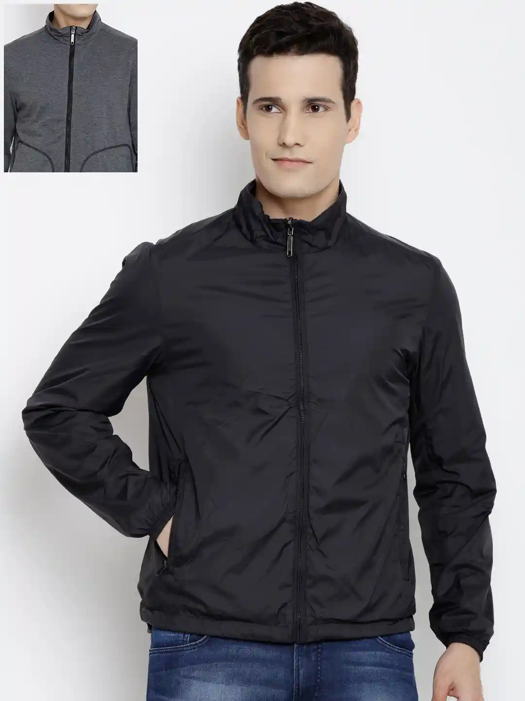 Buy John Players Men Black Grey Reversible Tailored Jacket