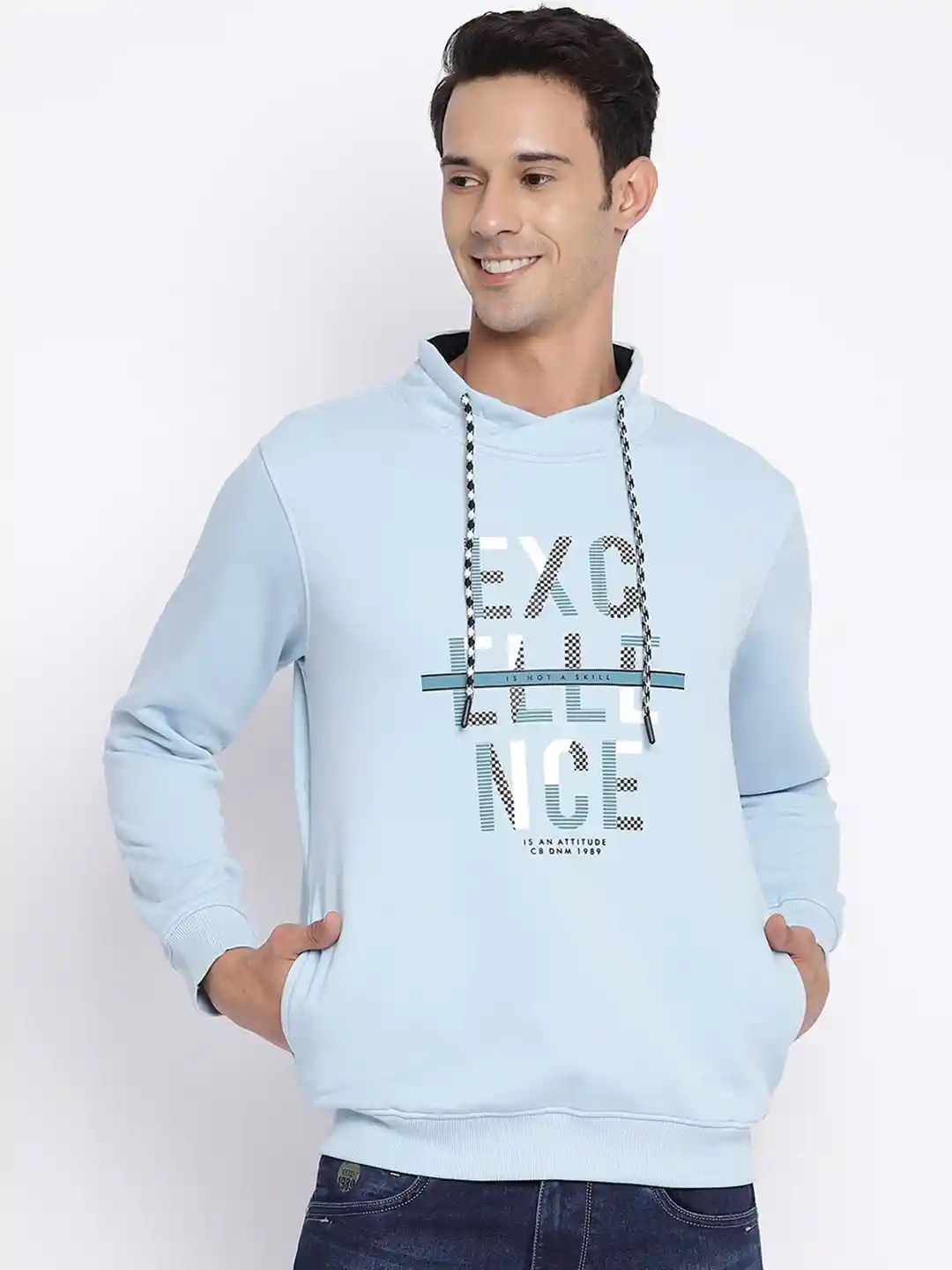 Buy Cantabil Men Blue Printed Wool Sweatshirt Sweatshirts for