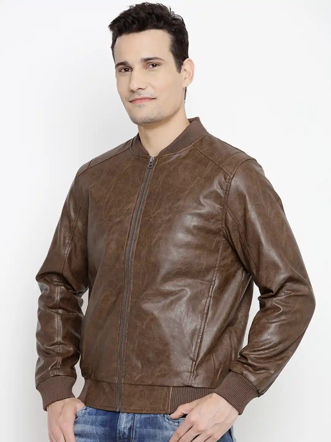 Buy John Players Men Brown Solid Biker Jacket Jackets for Men
