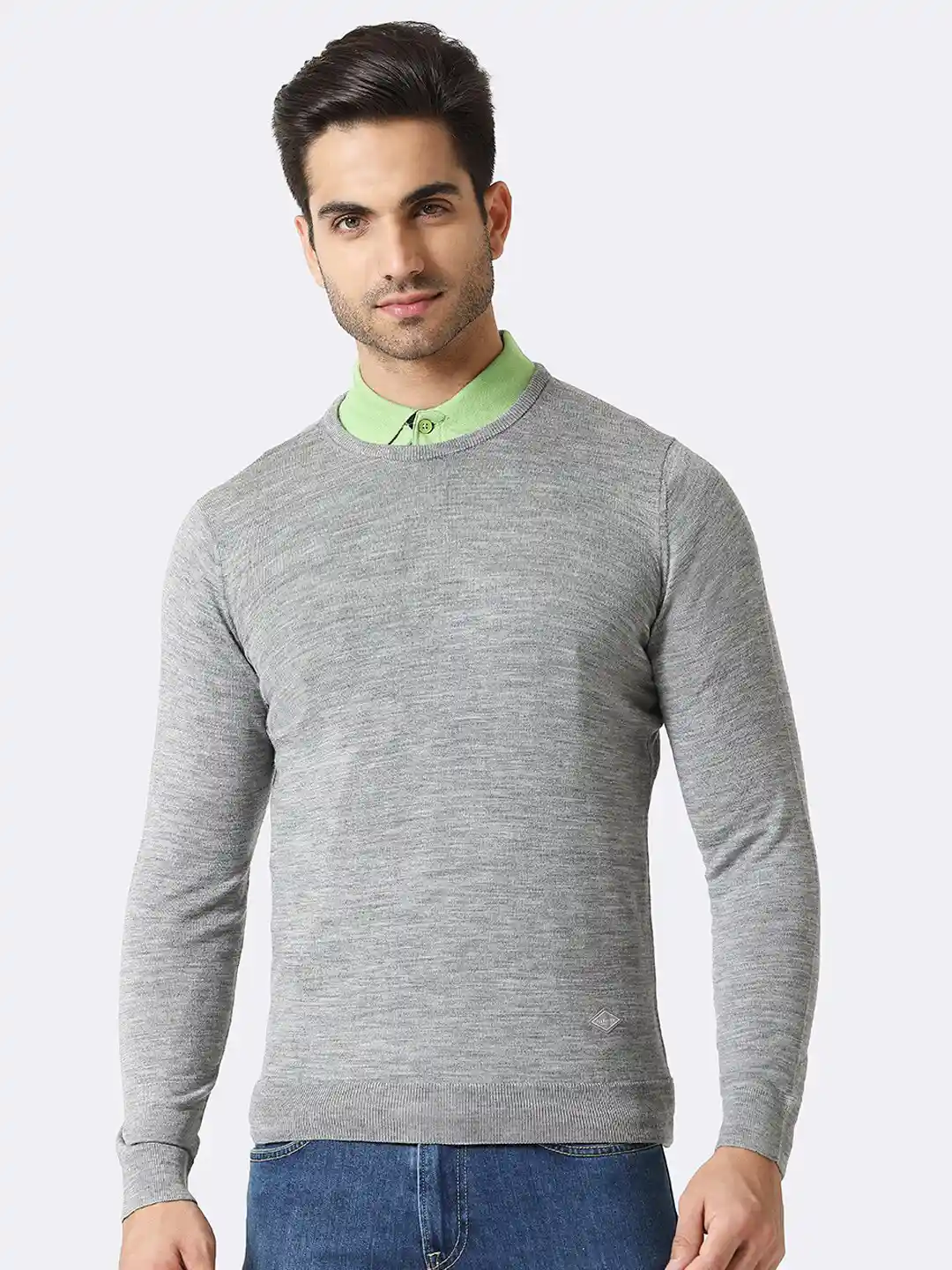 Buy Van Heusen Innerwear Athleisure Men Grey Textured Crew Neck