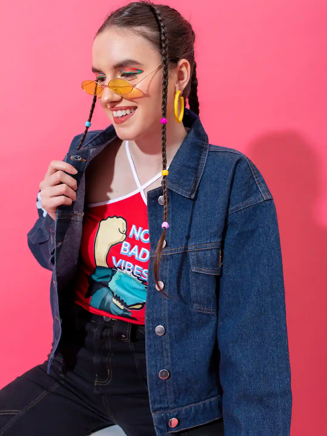 Buy Stylecast X Hersheinbox Women Graphic Printed Denim Jacket