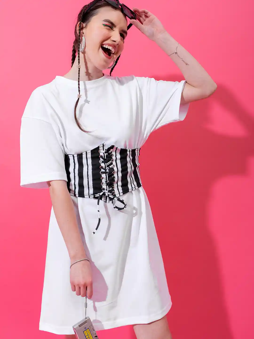 Oversized T Shirt Dress With Belt T-Shirt Dress With Belt Bag