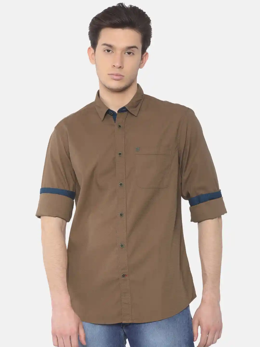 Buy Arrow Blue Jean Men Brown Slim Fit Self-Design Casual