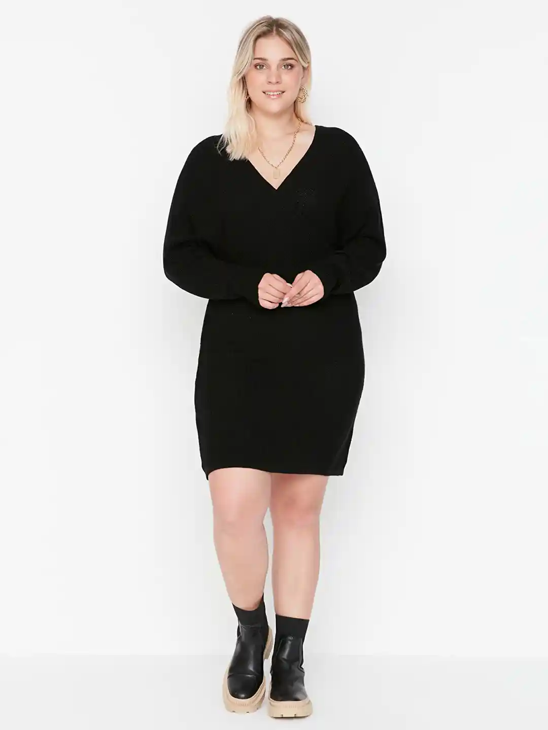 Buy Trendyol Women Plus Size Black Sweater Dress Dresses for