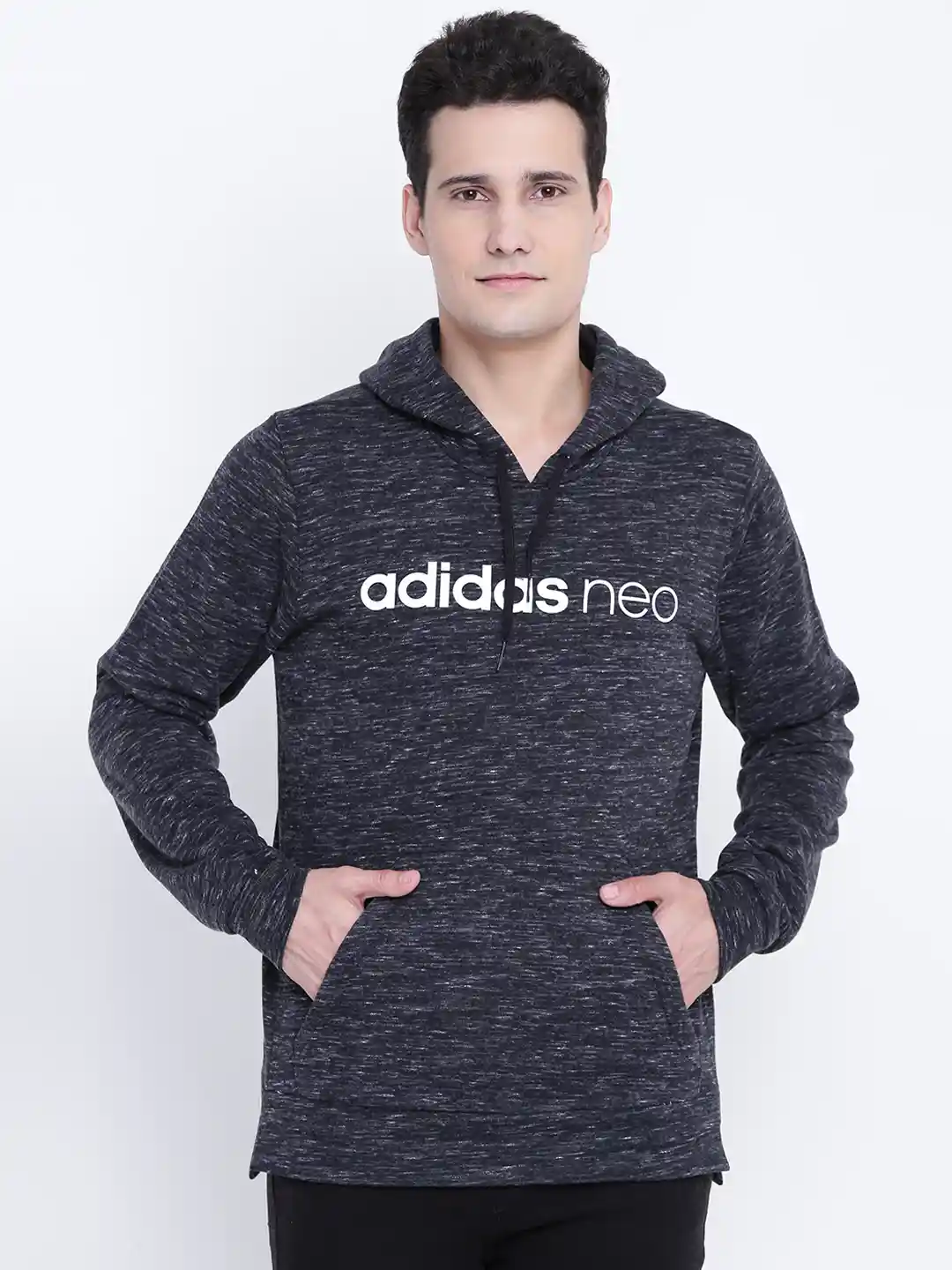 Buy ADIDAS NEO Men Charcoal Grey CE ML Printed Hooded Sweatshirt