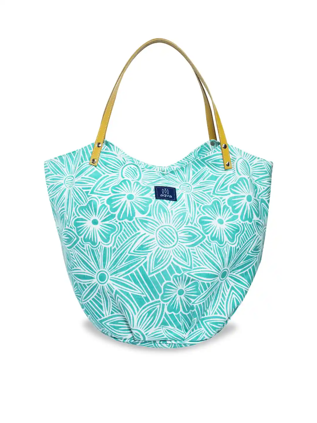 Buy AQVA Floral Printed Shopper Cotton Tote Bag Handbags for
