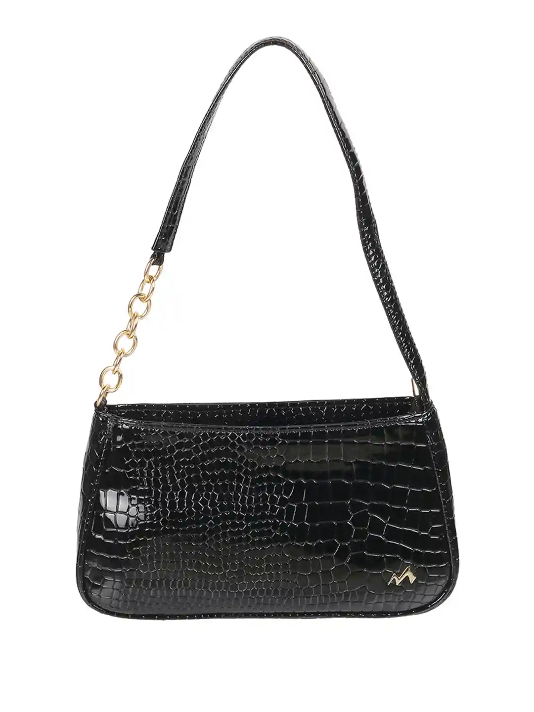 Buy Metro Black Animal Textured Structured Shoulder Bag Handbags