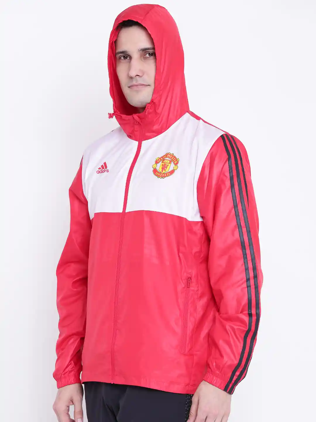 adidas Manchester United ナイロンジャケット Buy Adidas Men Red Manchester United F.C 3 Stripes WindBreaker