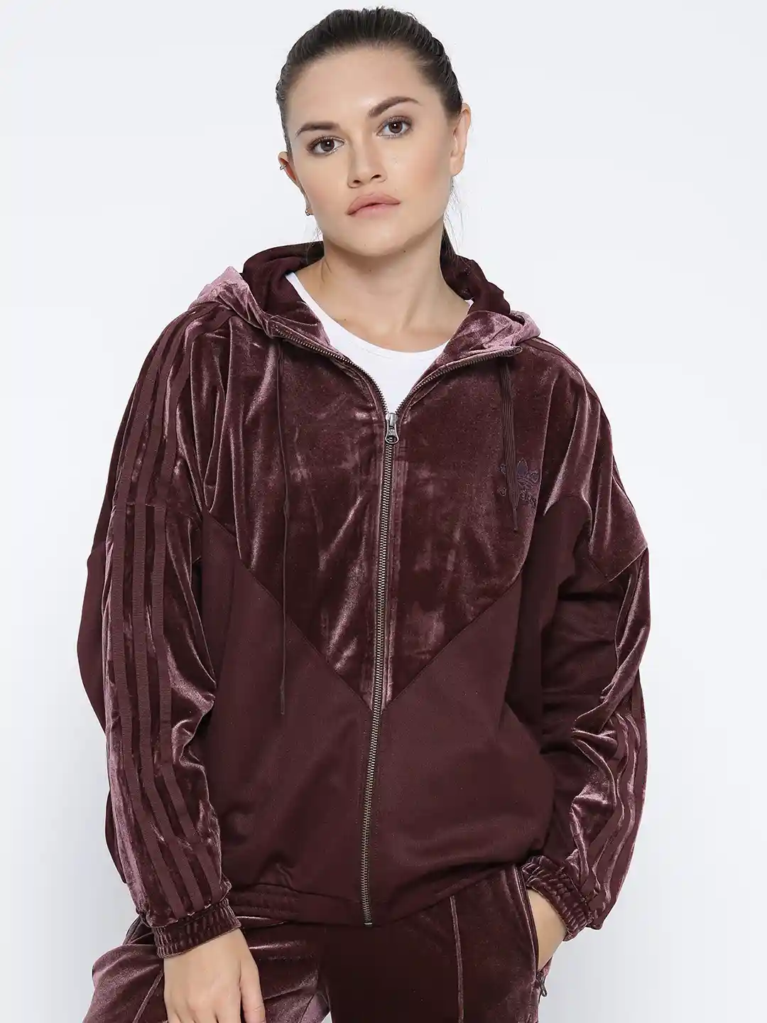 Buy ADIDAS Originals Women Burgundy Velvet Vibes Oversized TT