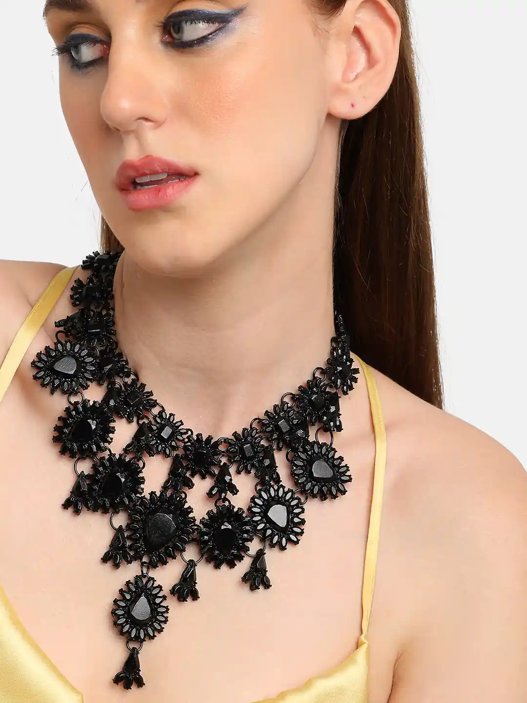 Buy SOHI Black Party Statement Necklace Necklace and Chains for