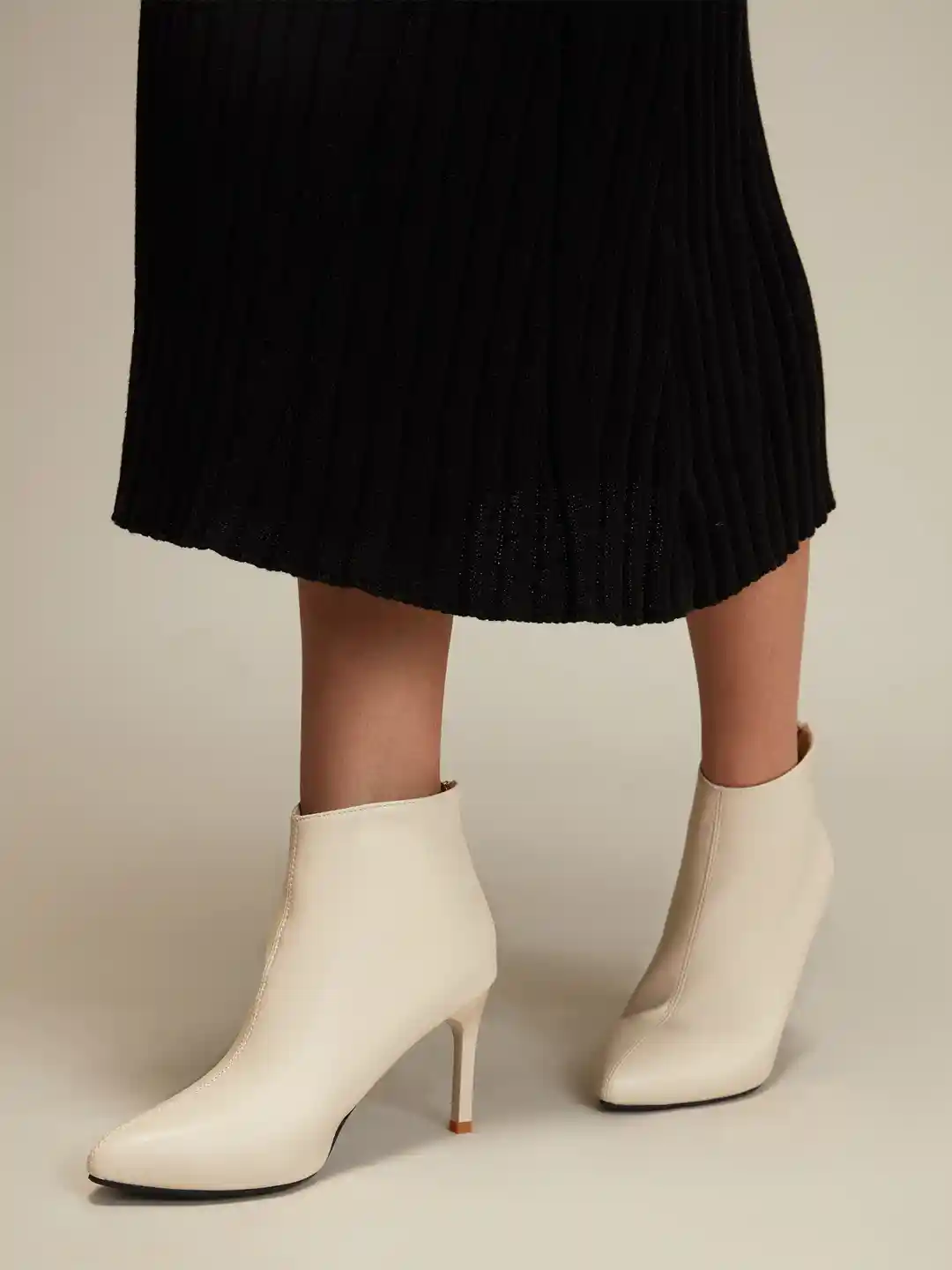 Buy 20Dresses Women Cream-Color Solid Ankle Length Stiletto Heel