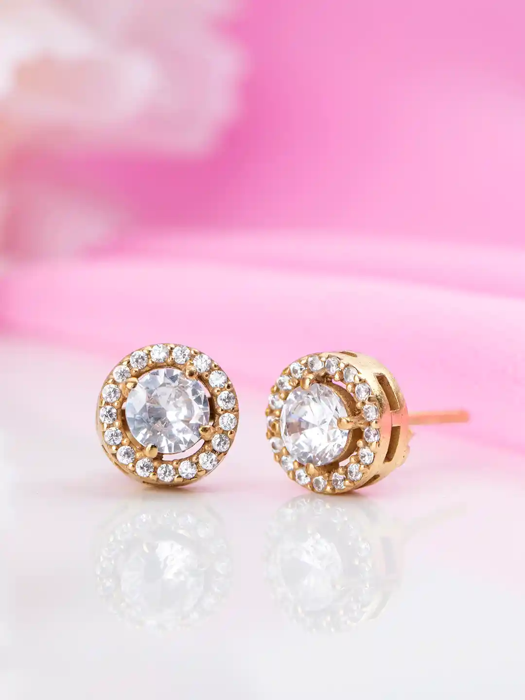 Zavya Gold-Plated Off White Circular Studs Earrings