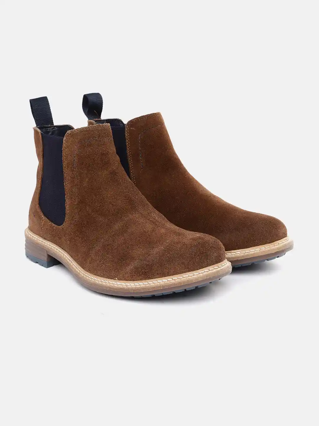 Buy Woodland Men Brown Suede Mid-Top Chelsea Boots Boots for Men