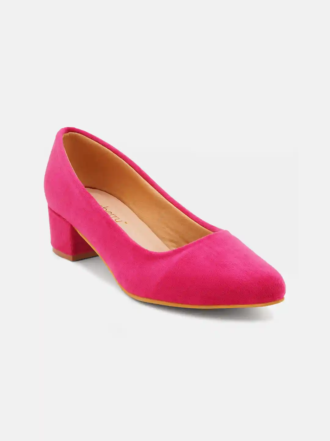 Buy DressBerry Pink Velvet Block Pump Heels Heels for Women