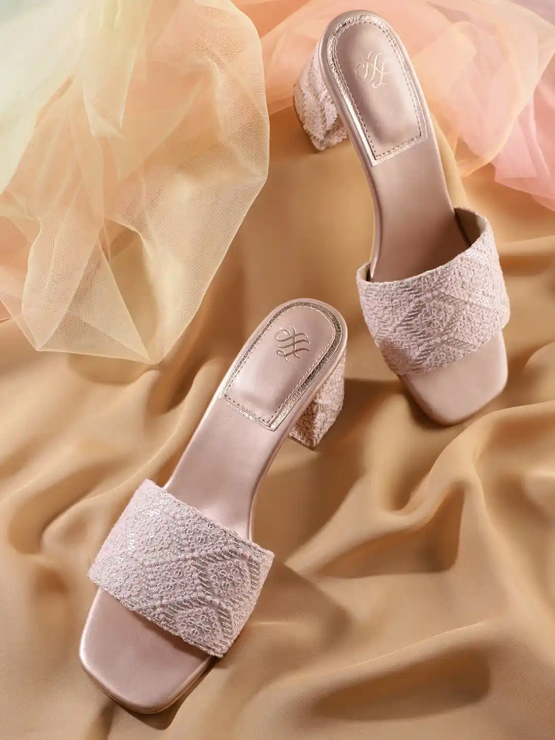 Buy House of Pataudi Women Embroidered Ethnic Block Heels with