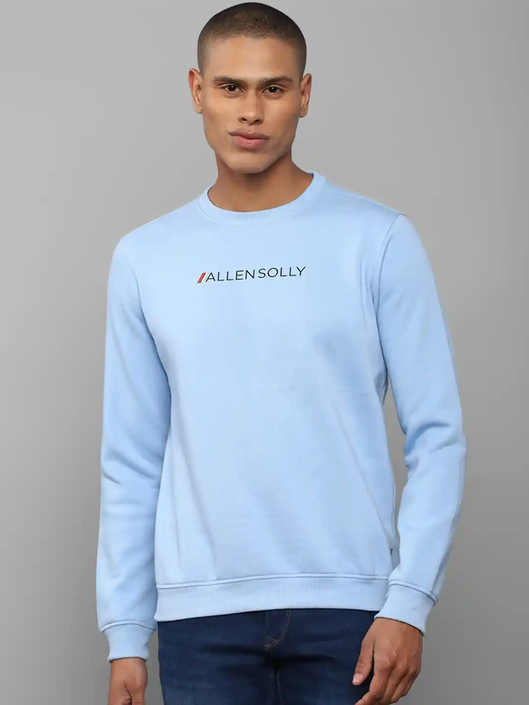 Buy Allen Solly Men Blue Cotton Printed Sweatshirt Sweatshirts - Main Image