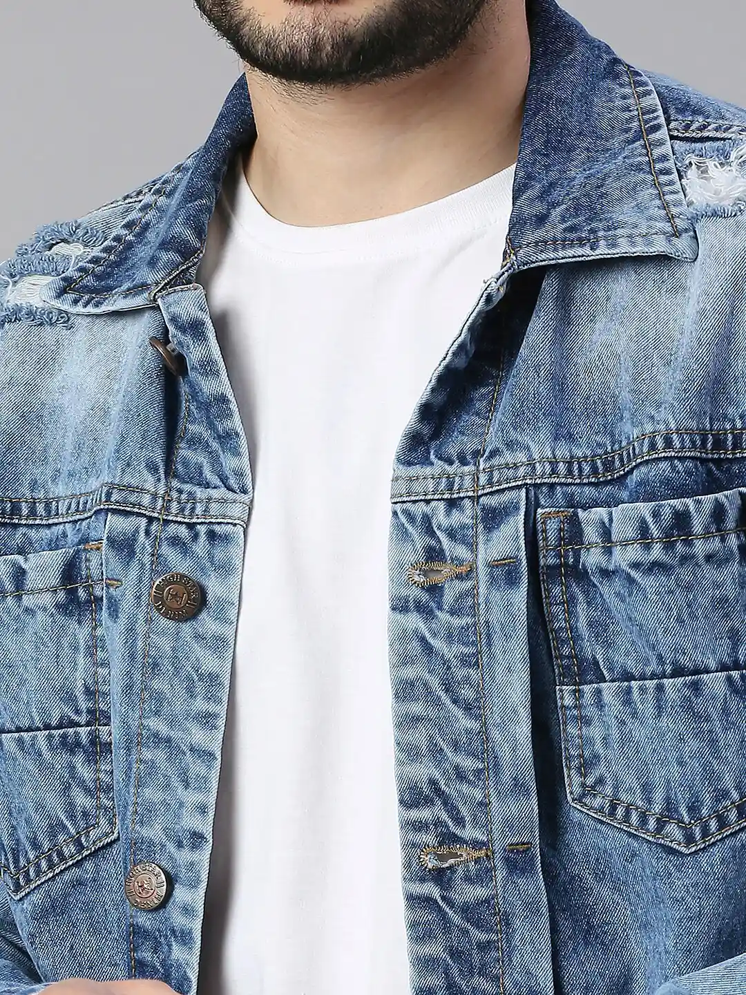 Buy High Star Men Blue Washed Denim Jacket - Jackets for Men