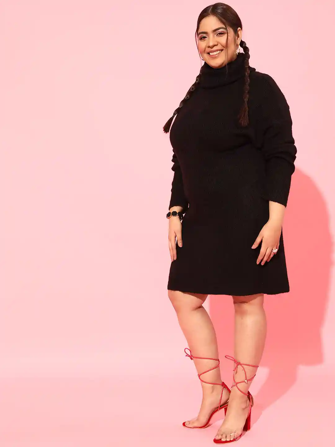 Buy CURVY STREET Black Plus Size Sweater Dress Dresses for Women
