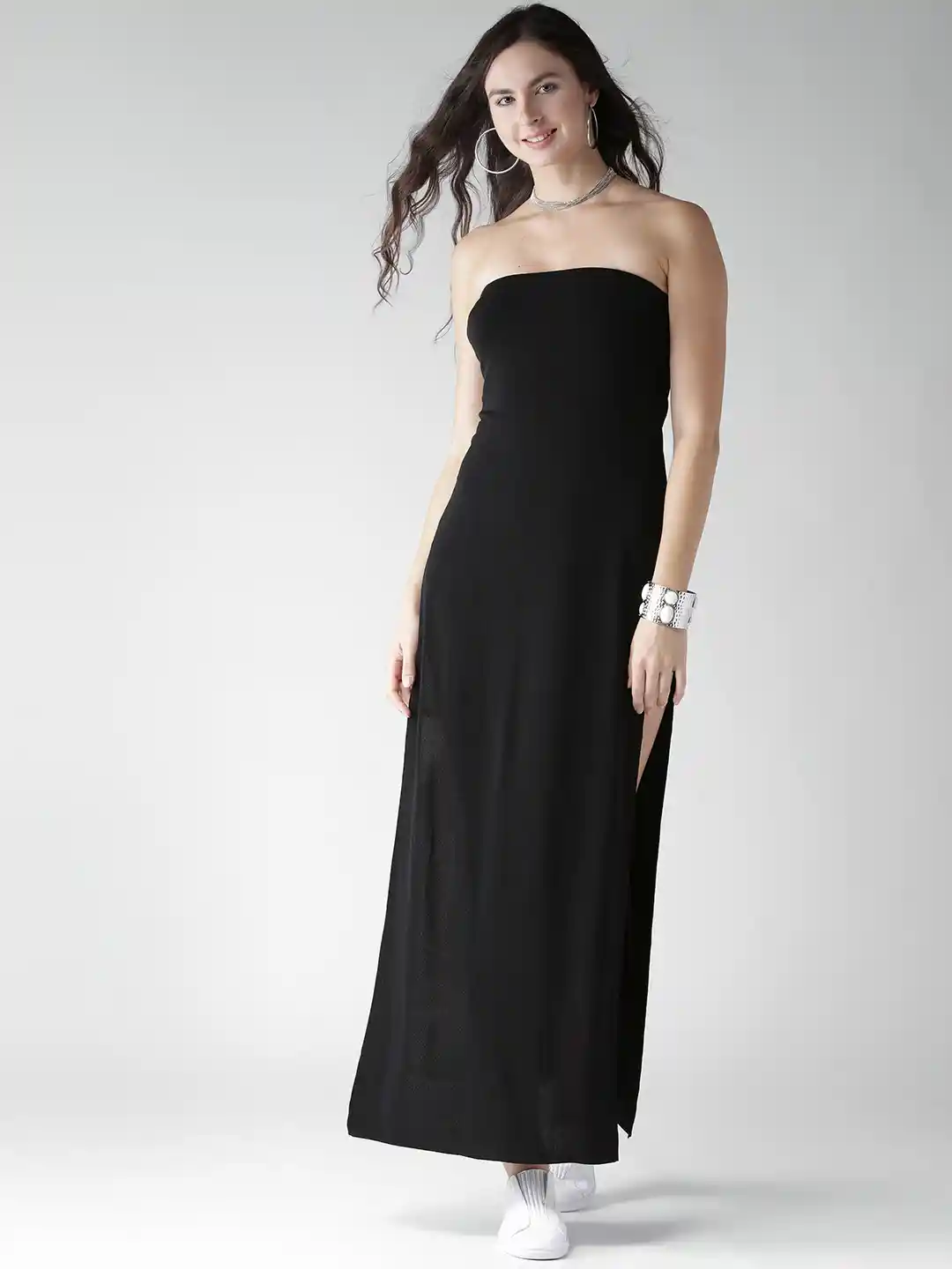 Buy FOREVER 21 Women Black Solid Tube Maxi Dress Dresses for