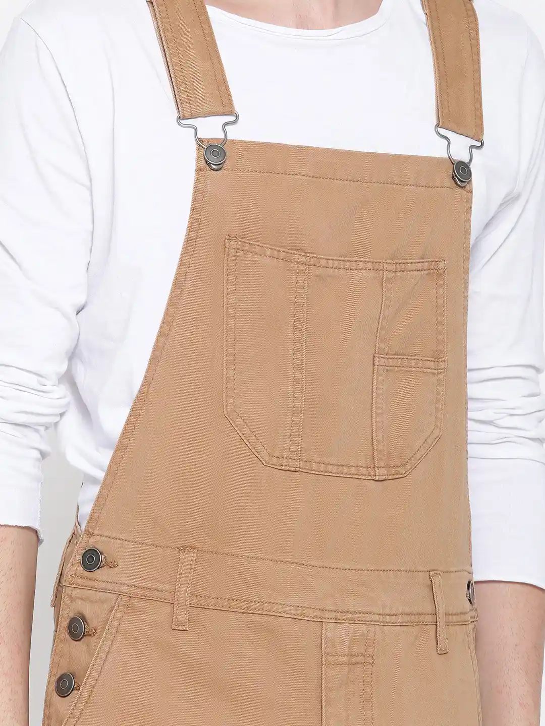 Buy FOREVER 21 Men Brown Denim Pinafore Playsuit Jumpsuit for
