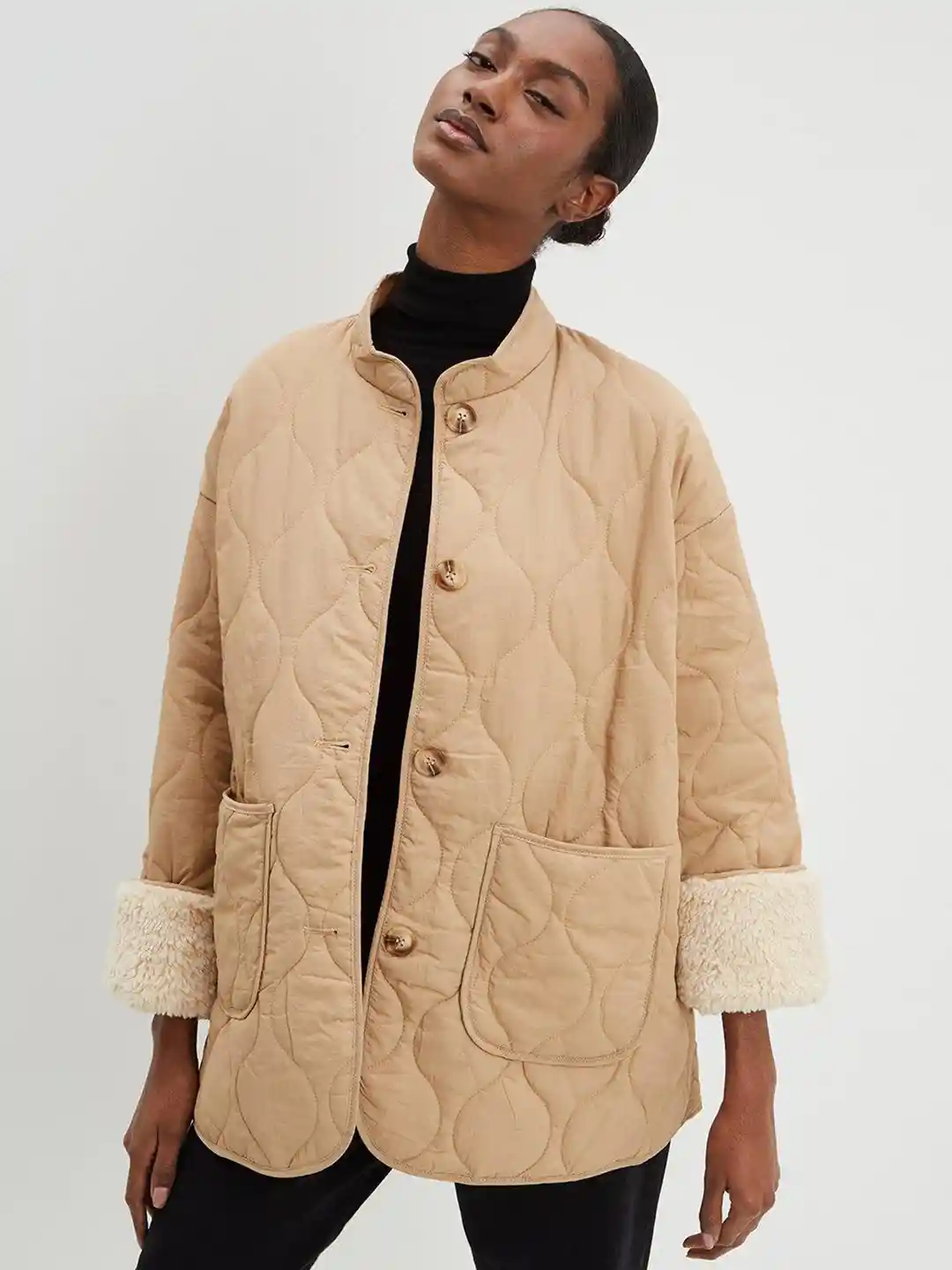 DOROTHY PERKINS Women Beige Longline Quilted Jacket
