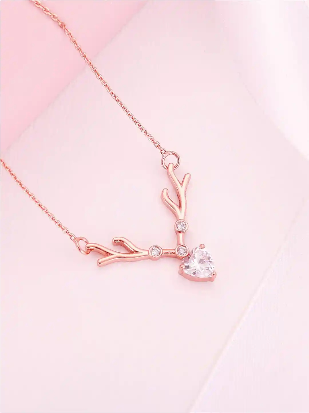 Buy GIVA Rose Sterling Silver Rose Gold-Plated Necklace Necklace