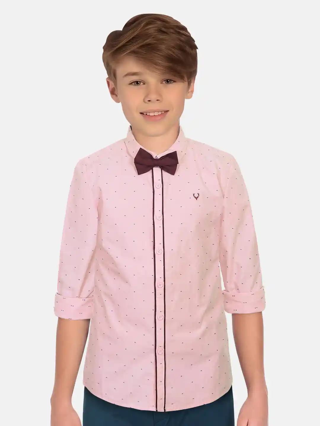 Buy Allen Solly Junior Boys Slim Fit Self Design Pure Cotton - Main Image