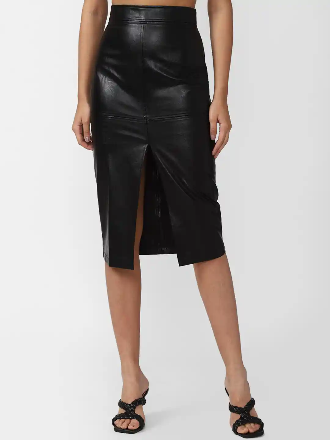 Myntra Long Black Leather Pencil Skirt Buy FOREVER 21 Pencil Midi - Main Image