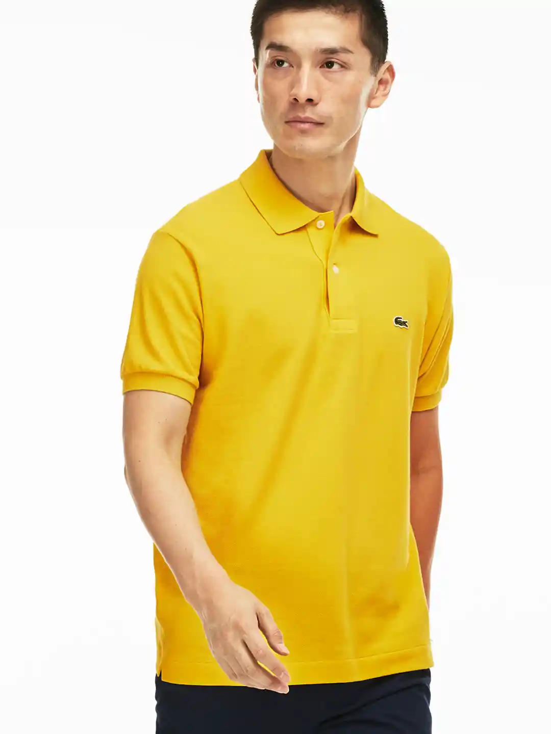 Buy Lacoste Men Yellow Solid Loose Fit Polo Collar T-shirt