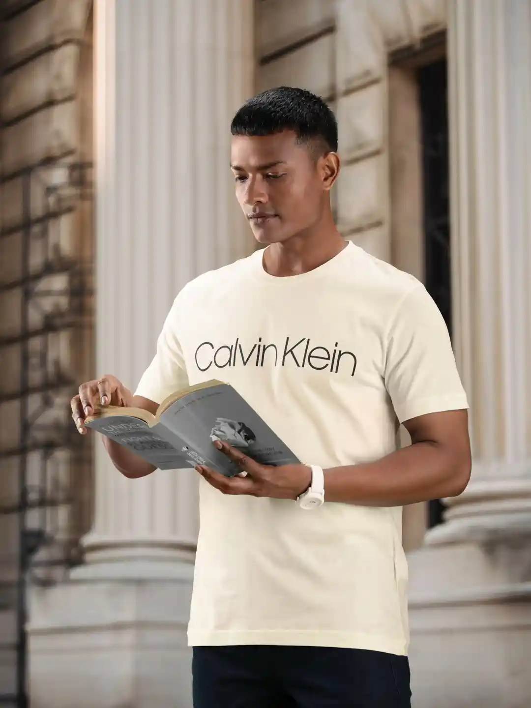 Buy Calvin Klein Jeans Men Brand Logo Printed Pure Cotton T-shirt