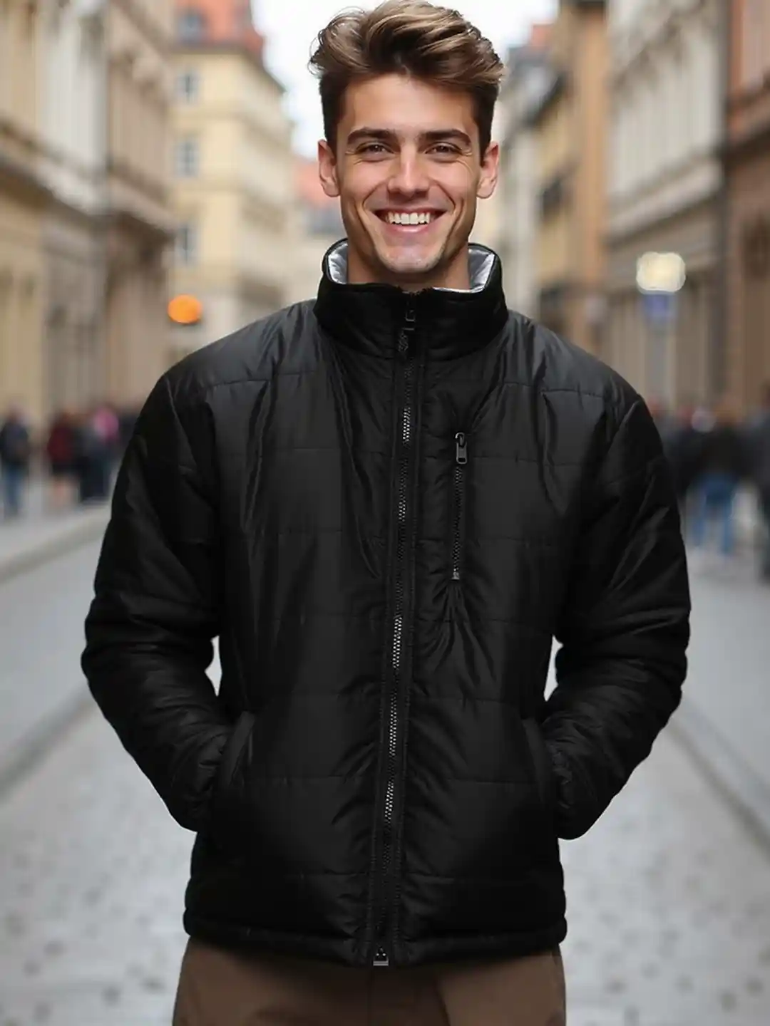 Puffer Coat Black Jacket With Fur Hood Men Buy Bewakoof Men