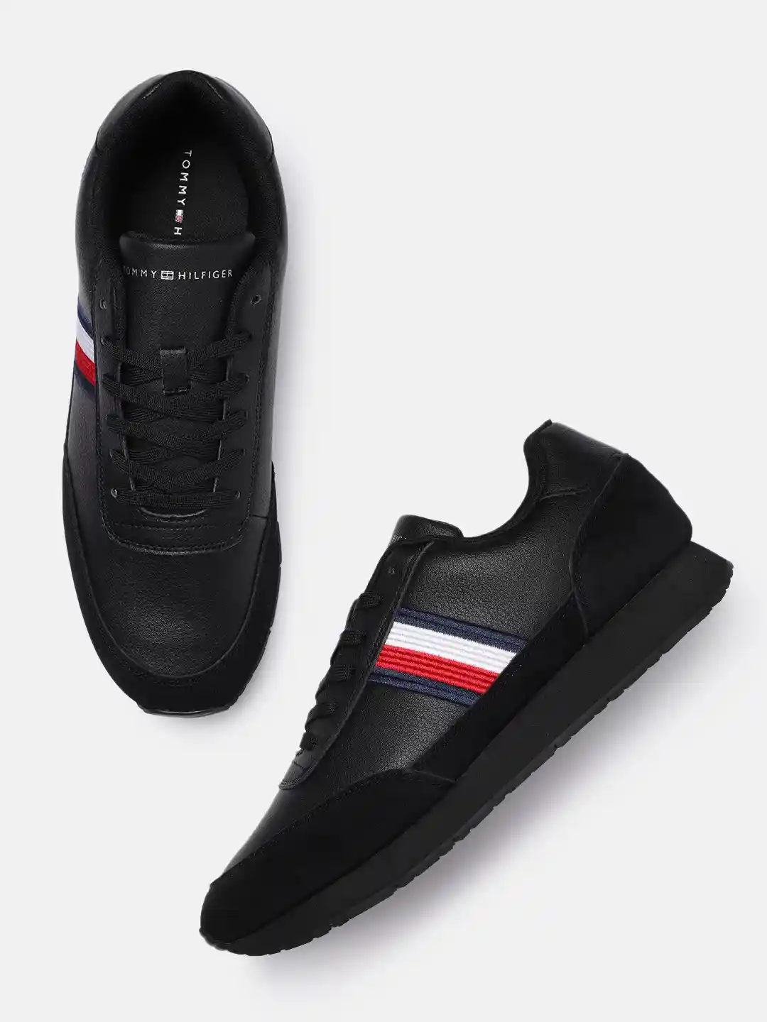 Buy Tommy Hilfiger Men Black Leather Sneakers Casual Shoes for