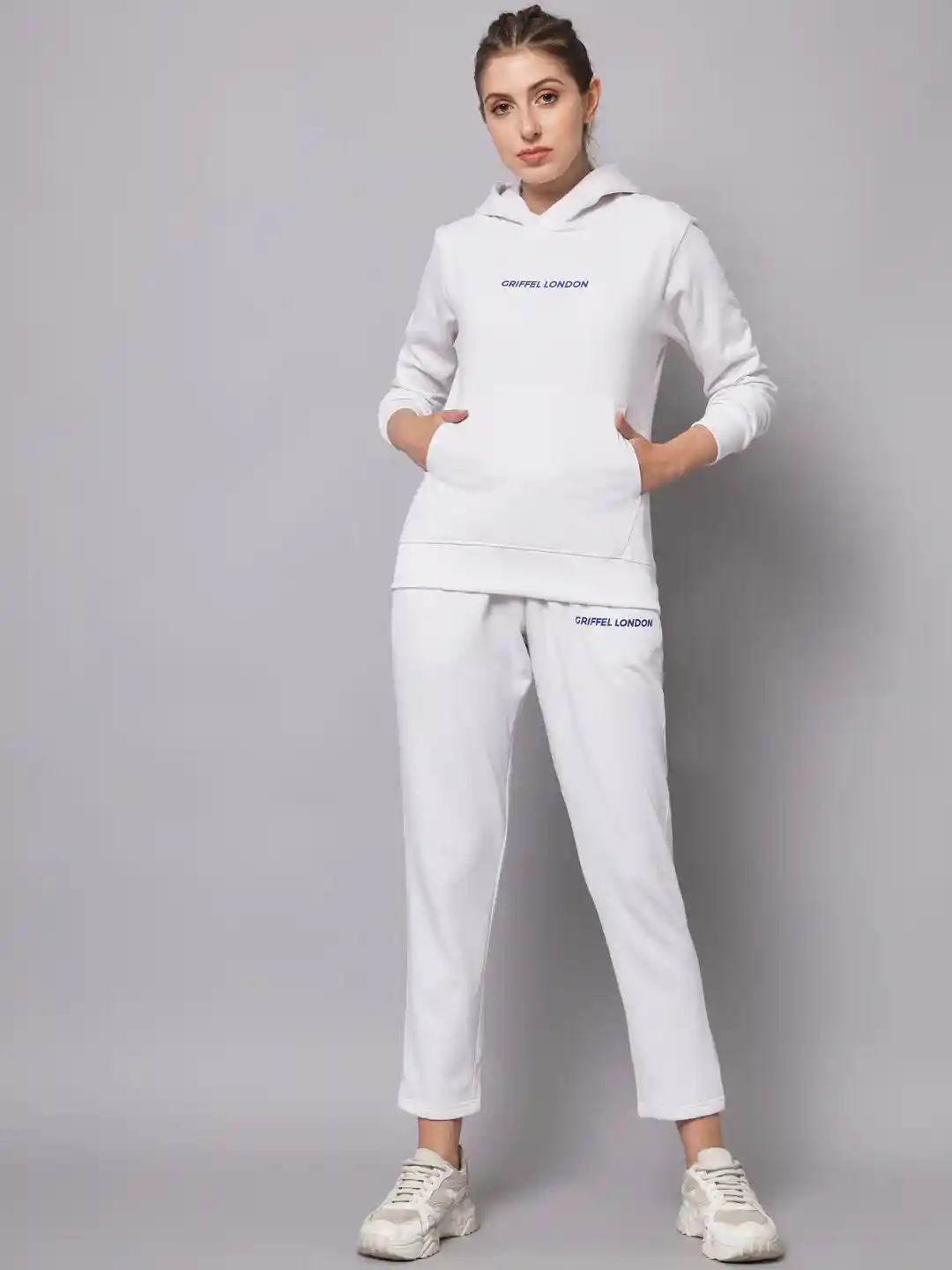 Buy GRIFFEL Women Brand Logo Printed Hooded Fleece Cotton