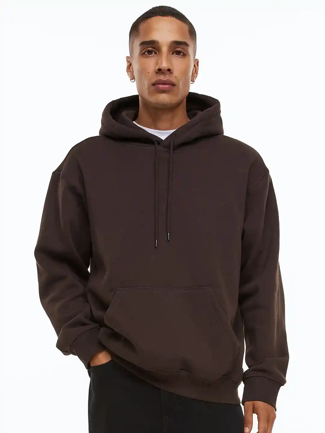 H&m Light Brown Hoodie Mens Divided Solid Brown Hoodie