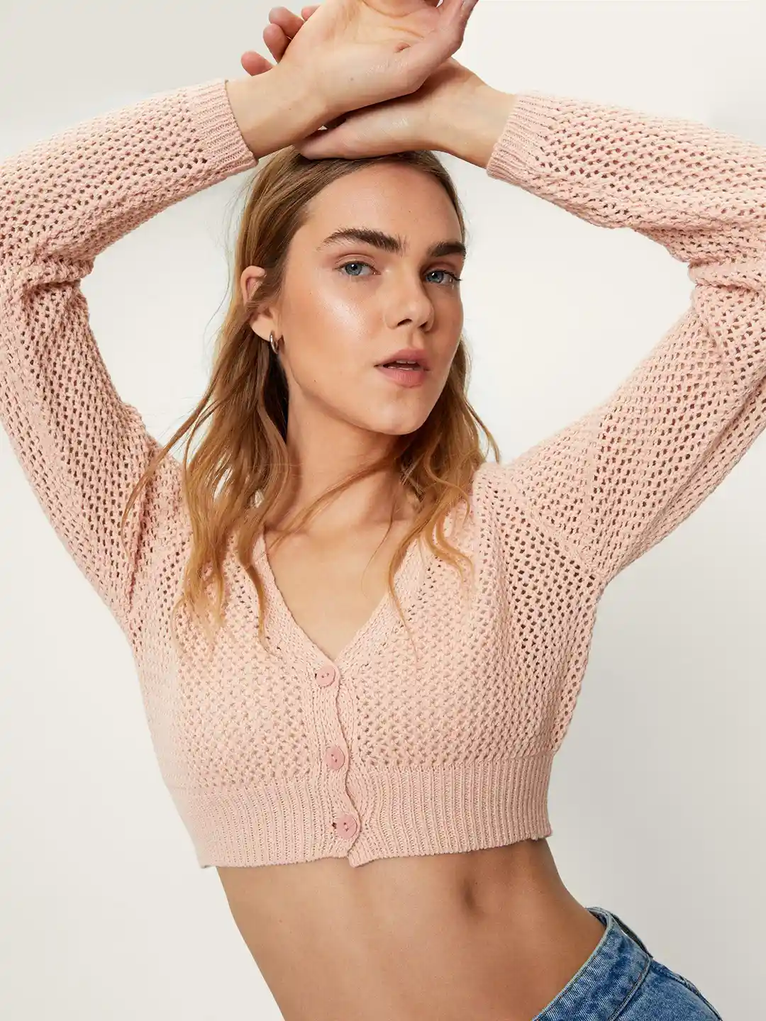 Nasty Gal Red Crop Sweater NASTY GAL Women Crochet Knit