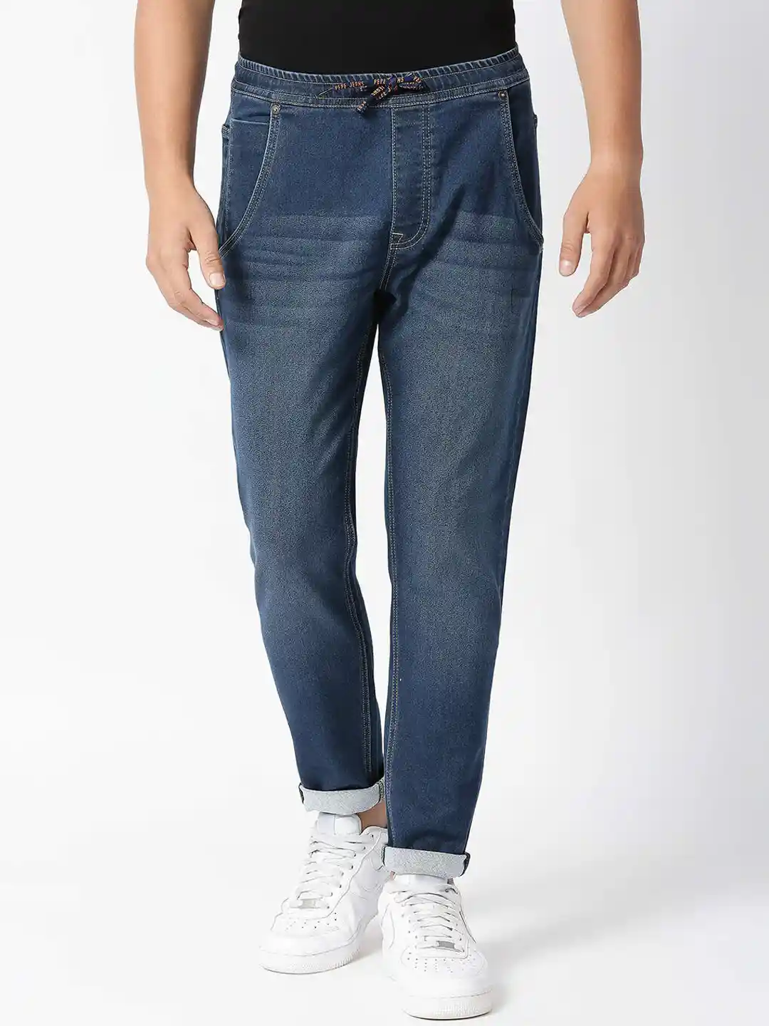 Casual Jogging Pants Jeans Elastic Waist Joggers, Comfy Jogger