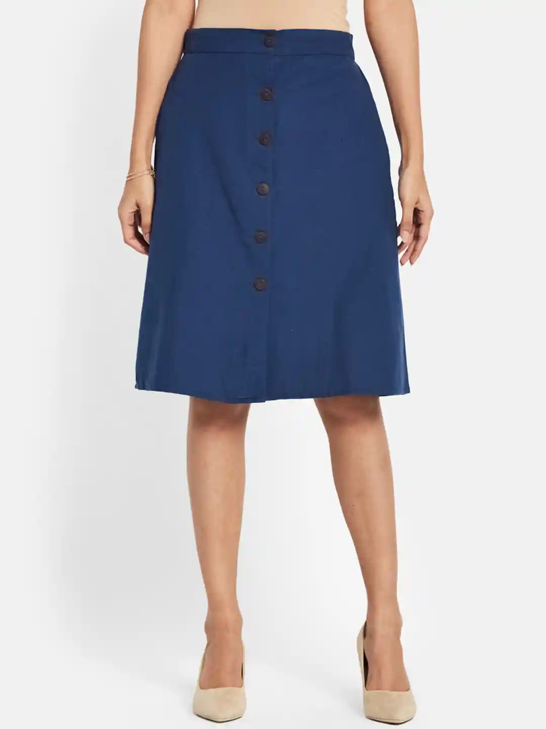 Buy Fabindia Button Closure A-line Midi Skirt Skirts for Women