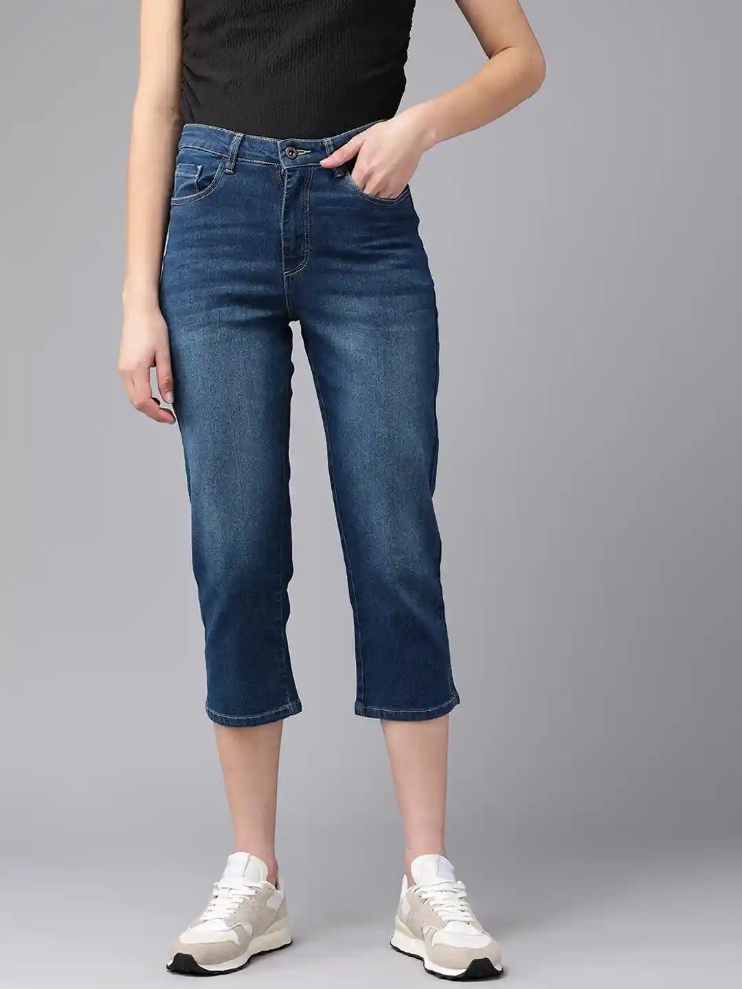 Buy Roadster Women Blue Denim Capris Capris for Women 21170072