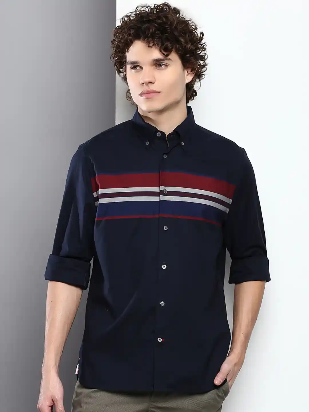 Buy Tommy Hilfiger Men Horizontal Striped Cotton Casual Shirt